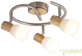 Lustra, Plafoniera cu 3 spoturi, finisaj crom/fag, diametru 25,5cm, Gavin 6488 RX
