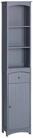 HOMCOM Dulap Coloană de Baie Dulap coloană depozitare WC cu etajeră și sertar, dulap 34L x 24l x 170H cm Gri | Aosom Romania
