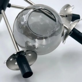 Lustră pe tijă ROLLO 8xE14/5W/230V crom mat/fumuriu