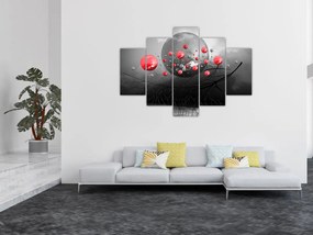 Tabloul cu bile abstracte roșii (150x105 cm)