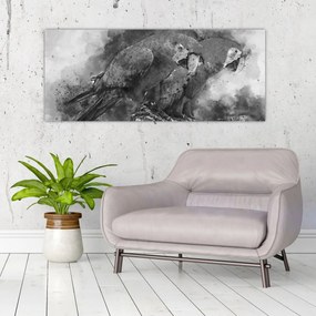 Tablou - Acuarelă papagali (120x50 cm)