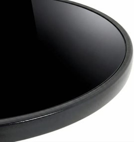Masa rotunda de gradina cu blat de sticla ISLAND BLACK 60 cm, negru