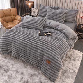 Lenjerie Cocolino uni, 4 piese, gri antracit, cearceaf cu elastic 180x200 cm