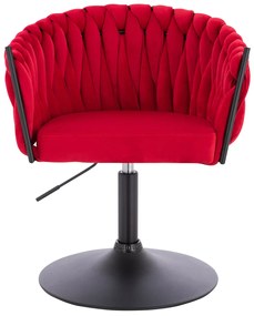 HR750N Scaun Roşu din Catifea cu Bază Neagră