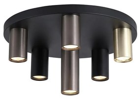 Plafoniera neagra cu 6 spoturi GU10 Tubes