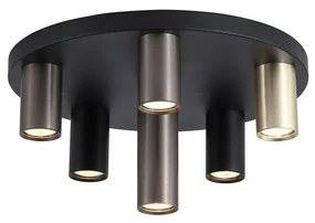 Plafoniera neagra cu 6 spoturi GU10 Tubes