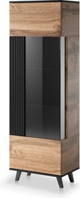 Vitrina RANDOM, stejar wotan/negru, PAL furniruit/polipropilena, 60x40
