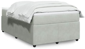 vidaXL Pat continental cu saltea, gri deschis, 120x200 cm, catifea