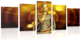 Tablou 5-piese statuie Buddha cu fundal abstract