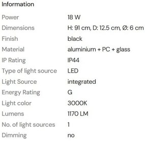 Aplica LED baie iluminat elegant IP44 Fayette H-91cm