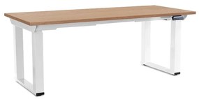 Masă înălțime reglabilă OfficeTech Strong 180 x 80 cm, picioare albe, stejar