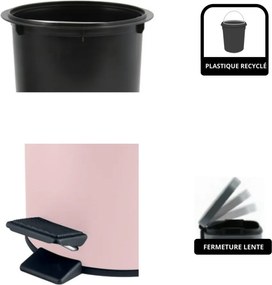 Coș de gunoi roz cu pedală din oțel 3 l Adelar – Spirella