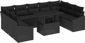 vidaXL Set de canapele pentru grădină cu pernă cu pernă 10 pcs Negru
