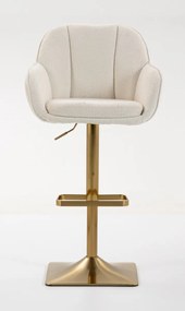HR2055KW Scaun Crem din Boucle cu Bază Aurie