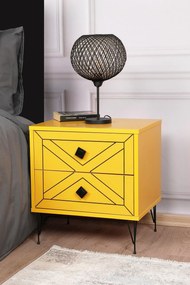 Noptiera Glynn Nightstand, Crem, 40x55x50 cm