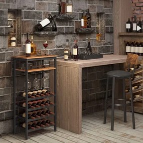 Suport Pentru Sticle, Maro Rustic Si Negru, 50 Cm