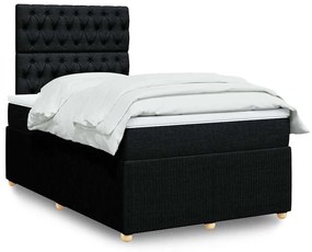 vidaXL Pat box spring cu saltea, negru, 120x200 cm, textil