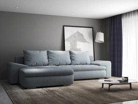 Colțar extensibil dumonde cu ladă de depozitare si sezut confortabil din spuma high-density, Leonardo Zoom Grey 260x185 cm