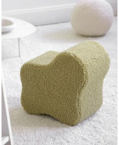 Puf de copii verde cu tapițerie din țesătură bouclé Cloud – Wigiwama