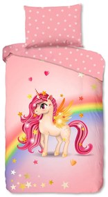 Lenjerie de pat pentru copii roz din bumbac pentru pat de o persoană 140x200 cm Little – Good Morning