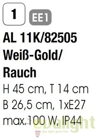 Aplica de perete exterior stil clasic IP43 Puchberg AL 11K/82505 weiß-gold/rauch OR