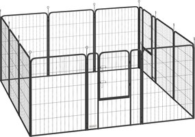 PawHut Țarc cu 12 Panouri din Oțel pentru Câini de Talie Medie, 80 cm Înălțime, Negru | Aosom Romania