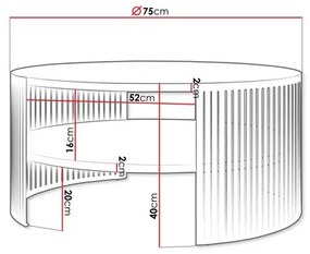 Măsuță de cafea FIKOLI 40x75 cm negru/alb