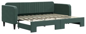 3197058 vidaXL Pat de zi cu extensie, verde închis, 80x200 cm, catifea