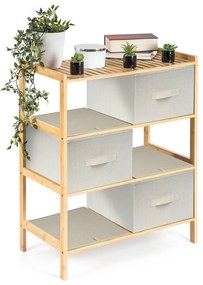 Raftier din bambus cu coșuri G21, 3 etajere, bej, 3 etaje