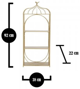 Raft de perete auriu din metal, 38 x 22 x 92 cm, Mensole Mauro Ferreti