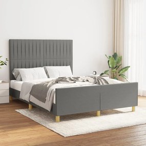 3125212 vidaXL Cadru de pat cu tăblie, gri închis, 140x190 cm, textil