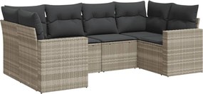 vidaXL Set canapele de grădină cu perne, 6 piese gri deschis poliratan