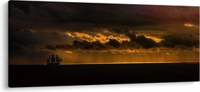 Tablou unei vele în apus de soare (120x50 cm)