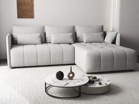 Colțar extensibil dumonde cu ladă de depozitare si sezut confortabil din spuma high-density, Malta Euphoria Dove 235x185 cm