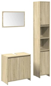 3324974 vidaXL Set mobilier de baie, 3 piese, stejar sonoma, lemn prelucrat