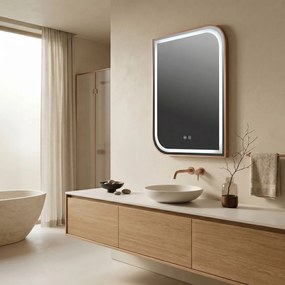 Oglindă LED ZONE 80x60 BRUSH ROSE GOLD