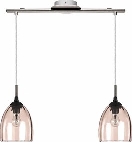 BRILAGI-LED lustră pe cablu RETRO GLASS 2xE27/60W/230V crom mat/bej fumuriu