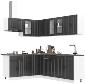 vidaXL Set dulap de bucătărie 11 piese „Lucca” lemn negru prelucrat