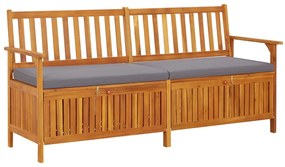 vidaXL Bancă de depozitare cu pernă, 170 cm, lemn masiv de acacia