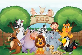 Fototapet - Veselie la Zoo (147x102 cm)