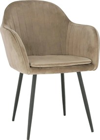 Scaun ZIRKON, gri-maro taupe/negru, stofa catifelata/metal, 56x55x82 c