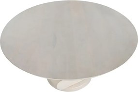 Măsuță de cafea rotundă din lemn de mango, alb, cu bază din volume suprapuse, finisaj mat, 39 x 80 cm, „Lerano” – Ethnic Collections