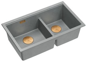 Chiuveta compozit incastrata Quadron Logan 120 gri - cupru 76x45 cm