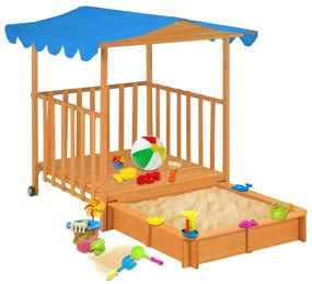 Casa de joaca pentru copii cu groapa nisip albastru lemn brad