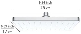 WENKO 24001100 - Cap de duș cu curățare automată, 25 x 17 cm, crom lucios/alb