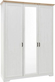 Dulap JASMIN, alb/stejar artisan, PAL, cu 3 usi, 164x64x220 cm