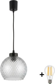 Brilagi - Lustră LED pe cablu R GLASS 1xE27/60W/230V, diam. 25 cm, negru/gri fumuriu
