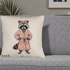 Perna Decorativa Albinuta Kawaii Vesela, 40x40 cm, Bej Canapea, Husa Detasabila, Perna Inclusa, BEKZ®