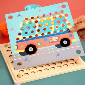Puzzle cu bile, jucărie din lemn Montessori