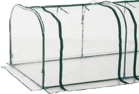 Outsunny Serra a Tunnel in PVC con 3 Porte Avvolgibili in Acciaio e PVC Trasparente, 350x100x80cm